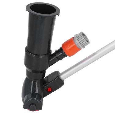 Imagem de Aspirador de piscina pequena, aspirador de lagoa, com polia e fivela de cabo retrátil, com 5 seções de liga de alumínio haste de nylon saco de malha fina, para banheira de hidromassagem de spa (US Plug-preto)