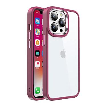 Imagem de Capa de telefone simples de acrílico transparente de cor sólida para iPhone 13 11 12 Pro Max X XS XR 7 8 Plus SE2 Capa à prova de choque fashion, cor ameixa, para iPhone 11 Pro