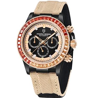 Imagem de Pagani Design Daytona Homage relógios masculinos de quartzo, movimento japonês, bisel de cerâmica, pulseira de aço inoxidável, coroa rosqueada, impermeável, esportivo, cronógrafo, 1732 Amarelo