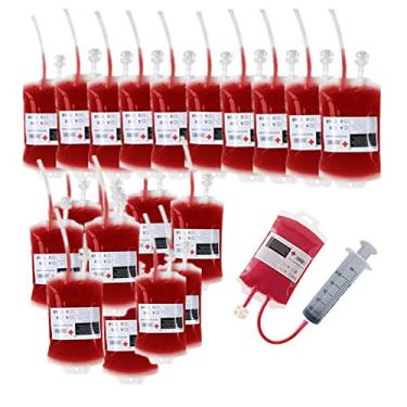 Imagem de Bolsa de sangue para sacos de bebida IV, recipiente para copos de festa de Halloween, bolsa para bebidas, presente de gag para bebidas, amamentação médica/graduação RN Zombie Vampiro Party Supplies (pacote com 20)