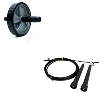 Imagem de Kit Treino Funcional - Corda de pular + Rolo abdominal