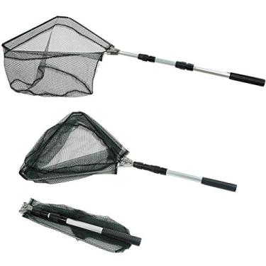 Imagem de (36" Aluminum Handle) - RESTCLOUD Fishing Landing Net with Telescoping Pole Handle Extends to 130cm