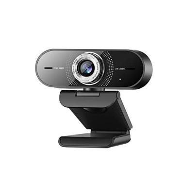 Imagem de Câmera de computador 1080p com microfone, câmera web com ângulo amplo para conferências/ensino/reunião, correção de pouca luz e webcam de foco manual para PC/laptop/desktop
