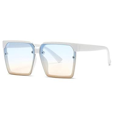 Imagem de Óculos de sol sem aro fashion, óculos de sol quadrados simples gafas de sol, armação grande, óculos de sol oceano gradiente, 4, tamanho único