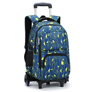 Imagem de VILINKOU Mochila escolar com rodinhas mochila de alta capacidade para meninas e meninos com rodinhas seis rodas subir escadas, Multicor, Large, Caixa amarela