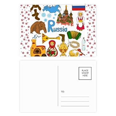 Imagem de Bandeira nacional de animais da Rússia Landscap Cartão postal de celebração de flores de Natal