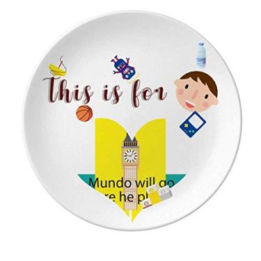 Imagem de Mundo Will Go Where He Pleases! Prato de porcelana para jantar redondo menino homem