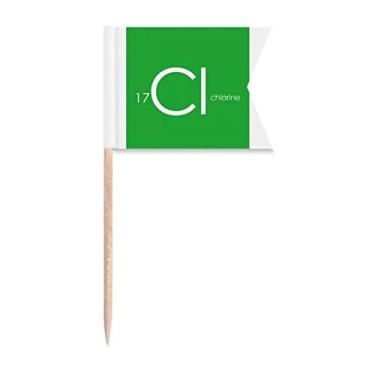 Imagem de Elementos Químicos Tabela Período Halogênicos Elemento Cloro Cl Palito Bandeiras Marcação para Bolo Festa Comida Cheeseplate