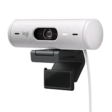 Imagem de Webcam Full HD Logitech Brio 500 com Microfones Duplos com Redução de Ruídos, Proteção de Privacidade, Correção de Luz e Enquadramento Automático - Branco