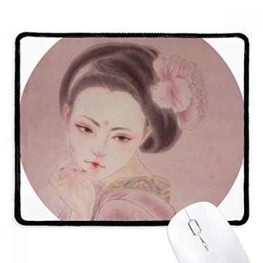 Imagem de Mousepad de pintura de beleza tradicional chinesa rosa borda costurada tapete de borracha para jogos