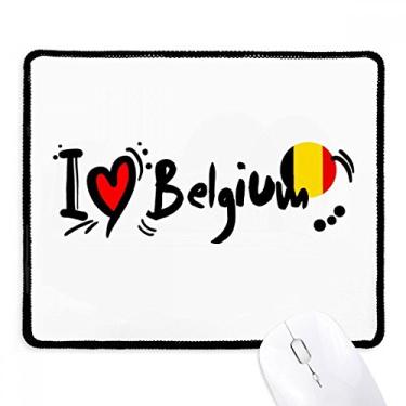 Imagem de I Love Belgium Word Flag Love Heart Illustration Mousepad Tapete de borracha para jogos