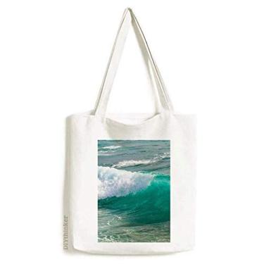 Imagem de Bolsa de lona com estampa de ondas do mar, ciência, natureza, bolsa de compras, bolsa casual