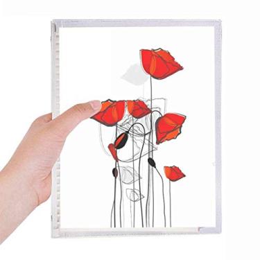 Imagem de Caderno de folhas soltas com arte abstrata de flores vermelhas, cadernos de milho