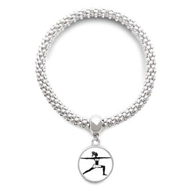 Imagem de DIYthinker Yoga Girl Keep Healthy Sports Contorno Prata Pulseira Pingente Joias Corrente Ajustável