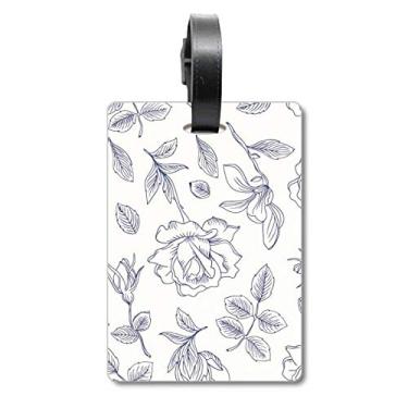 Imagem de Pintada à mão com folhas de rosas de planta, bolsa, etiqueta, etiqueta para bagagem, etiqueta para pendurar