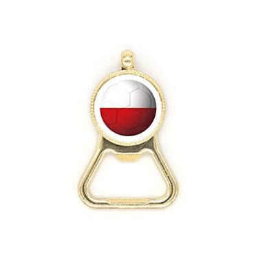 Imagem de Chaveiro de aço inoxidável com bandeira nacional da Polônia, futebol americano, abridor de garrafas de cerveja