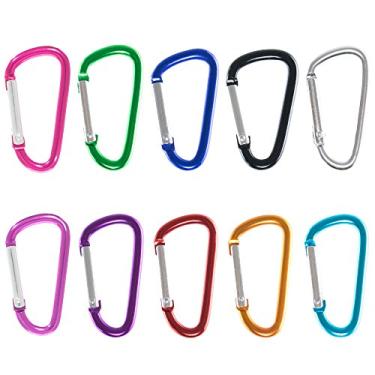 Imagem de Craft County Colorido 40 mm em forma de D Mola com gancho de encaixe Portão de alumínio 1,5 polegadas Mini mosquetão Clipe de chaveiro – opções de cores – Opções de tamanho do pacote, Multi, 10 Pack