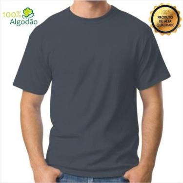 Imagem de Camiseta Cinza Chumbo Camisa Masculina Básica 100% Algodão 30.1 Premiu