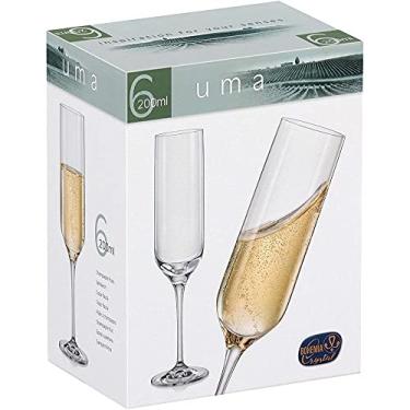 Imagem de TAÇA CHAMPANHE 25X6X6CM 200ML CRISTAL TRANSP 6 PEÇAS BOHEMIA UMA