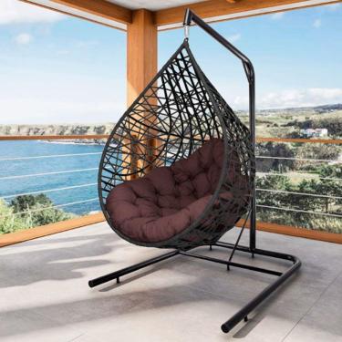 Imagem de Cadeira Balanço Ninho Suspenso Gota Tramado com Suporte e Almofada Impermeável Acesse Móveis