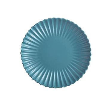 Imagem de GUIPAIHAI Pratos redondos de cerâmica estilo nórdico, bandeja de jantar, frutas, prato de salada, talheres criativos de 20,3 cm (cor: verde, tamanho: 25,4 cm)