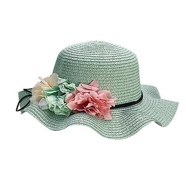 Imagem de Chapéu de sol infantil meninas verão novo chapéu de sol chapéu de verão princesa boné de praia bebê boné de beisebol infantil, Verde, One Size