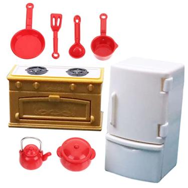 Imagem de Vaguelly 1 Conjunto Fogão Modelo De Geladeira Modelos De Casa Pequena Geladeira Brinquedo Decoração Equipamento De Cozinha Mini Geladeira Utensílios De Cozinha Em Miniatura Utensílios De