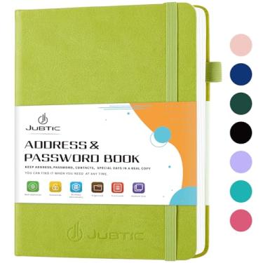 Imagem de JUBTIC Agenda de endereços com abas alfabéticas, pasta de senha de capa dura e organizador de endereços de agenda telefônica, contatos de registro, registro de endereços na Internet para casa ou escritório - verde