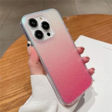 Imagem de Capa glitter para iPhone 14 13 12 Pro Max capa cor gradiente macia dura fosca à prova de choque antiarranhões antiamarelamento, rosa, para iPhone 13 Pro