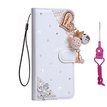 Imagem de Capa para Galaxy J7 V, Galaxy J7 Prime, Galaxy J7 Perx, Galaxy Halo, Galaxy J7 Sky Pro, Galaxy J7 2017 (apenas para a versão dos EUA), capa de couro PU feita à mão para meninas