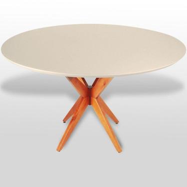 Imagem de Mesa de Jantar Acássia Tampo em Mdf com Vidro e Base em Madeira Off-White