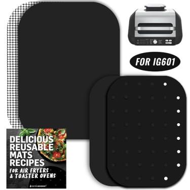 Imagem de Forros reutilizáveis para Ninja Foodi XL Pro Grill & Griddle IG601 7 em 1 grelha elétrica interna, combinação de acessórios para fritadeira a ar, substituição para papel manteiga, antiaderente e