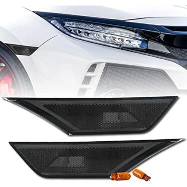 Imagem de REVi MotorWerks DEPO Conjunto de luz de marcador lateral para para-choque dianteiro + lâmpadas âmbar incluídas compatíveis com Honda Civic 2D/4D/5D de 10ª geração 2016-2021