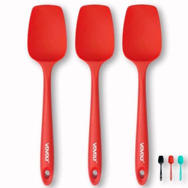 Imagem de Conjunto de espátula de silicone, espátula de borracha resistente ao calor, colher antiaderente com design de uma peça sem costura, raspadores flexíveis, ferramenta de mistura para assar, pacote com