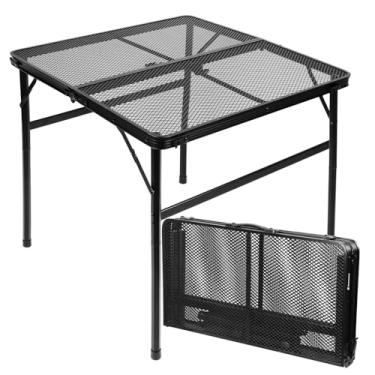 Imagem de Mesa dobrável quadrada E EASTSTORM Fácil de guardar, portátil e compacta para piquenique, churrasqueira, acampamento ao ar livre, jardim, pátio, jantar, churrasco, festa, mercado e cartão, 69 x 69 cm