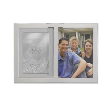 Imagem de Lawrence Frames Moldura de painel de abertura dupla em 2 tons, 13 x 18 cm, metal prateado escovado e metal brilhante, cinza