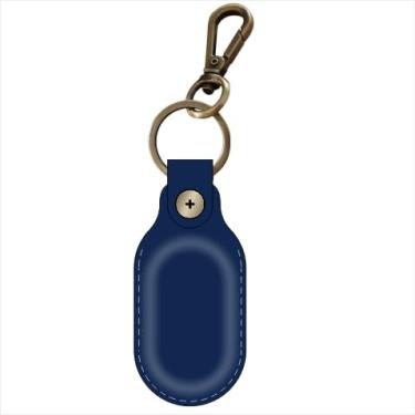 Imagem de Chaveiro de couro Galaxy SmartTag2, suporte portátil feito à mão de couro genuíno Smart Tag2 com chaveiro cobertura total Smart Tag2 capa protetora compatível com SmartTag 2023 (azul)