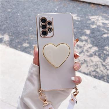 Imagem de Chapeamento amor coração titular crossbody cordão caso para samsung galaxy a54 a34 a24 a14 a53 a13 a33 a23 a52 a32 4g 5g, bgs ax branco, para a34 5g