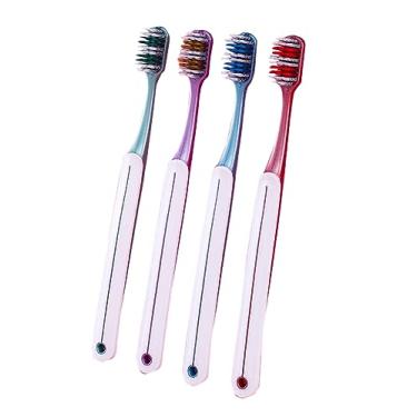 Imagem de RYZGOJV Escovas de dentes premium embaladas individualmente, cerdas de nylon macias multicoloridas, escovas de limpeza para dentes sensíveis e gengivas recuadas, 4 peças - A10