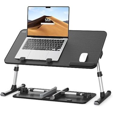 Imagem de Bandeja de cama para laptop, mesa SAIJI ajustável portátil para laptop com perna dobrável para leitura, escrita, comer na cama, sofá, chão (20,5 x 11,8, preto)