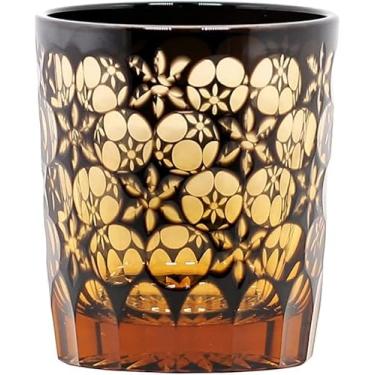 Imagem de Uísque de bebidas estilo japonês Edo Kiriko cortado à mão em vidro transparente para uísque de vinho escocês Bourbon com caixa de presente 9 onças, preto