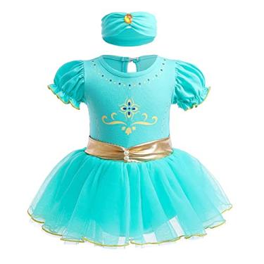 Imagem de MYRISAM Fantasia de princesa Jasmine para meninas, Natal, aniversário, vestido tutu com faixa de cabeça e roupas de Halloween