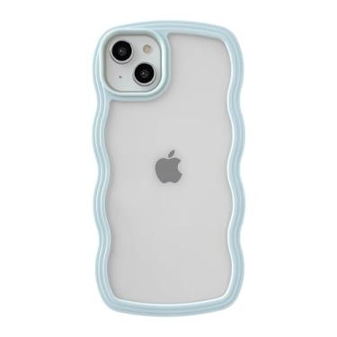 Imagem de Caseative Capa para iPhone 14 Plus, linda capa de celular macia à prova de choque com moldura ondulada (verde)