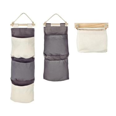 Imagem de Organizador Tramontina Em Lona Com 3 Bolsos E Corda Para Pendurar