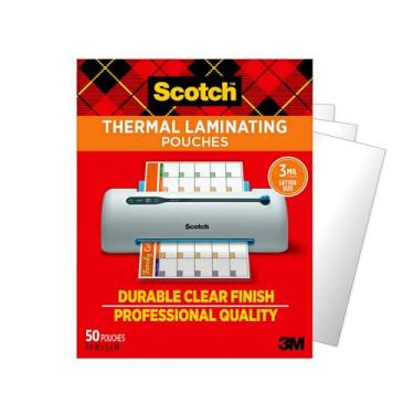 Imagem de Scotch Bolsas de laminação térmica, 50 unidades, transparentes, 3 mm, ornamentos caseiros laminados, faixas de Natal e etiquetas de presente, suprimentos ideais para férias, serve em papel tamanho