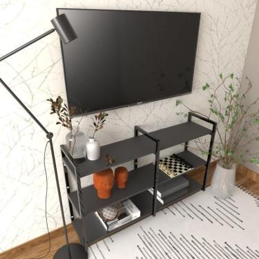 Imagem de Rack Prateleira Industrial Home Parede Hack Bancada Rack Rak Preto