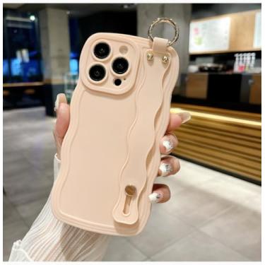 Imagem de Capa de telefone com corrente de anel de pulso Frosting Wave para Samsung A55 A23 A53 A34 5g A31 Galaxy S23 S22 S24 Capa traseira de proteção ultramacia, pulseira rosa, Galaxy M34 5G