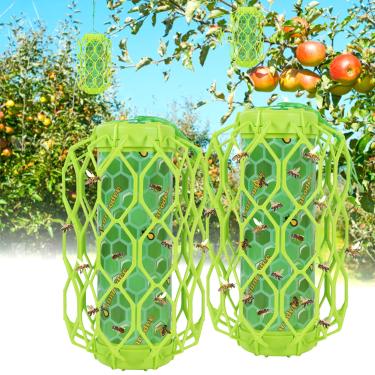 Imagem de Sancodee 2 peças de armadilha de vespas para pendurar ao ar livre, armadilha de vespas para jaqueta amarela e abelha carpinteira, placas de insetos reutilizáveis não tóxicas, exterminador de insetos