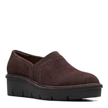 Imagem de Clarks Sandália feminina Airabell Mid Wedge, Camurça marrom, 7 Narrow