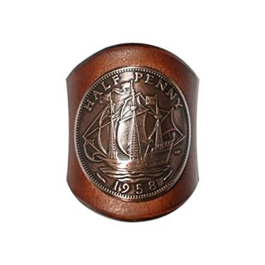 Imagem de Viltisumt Anel de cachecol quadrado masculino, feito à mão em prata 925, fivela quadrada de caju, 1 peça LK-01, Marrom avermelhado, normal